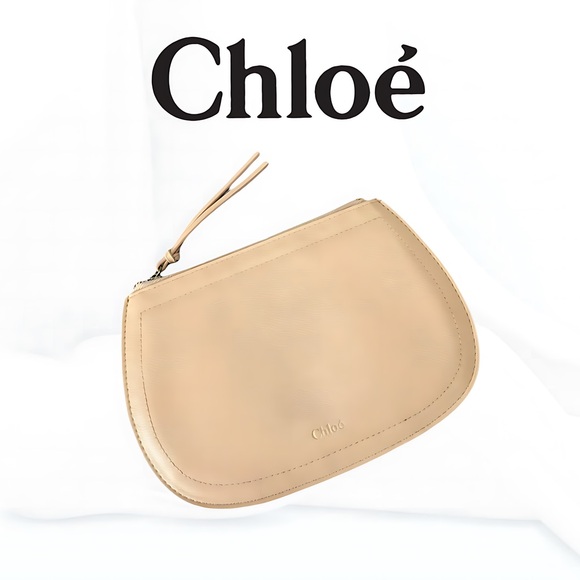 Chloé Zippered Pouch/Wristlet Bag Nude Beige New In Box - Picture 9 of 11